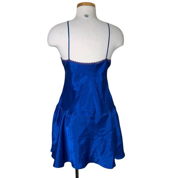 Fredericks of Hollywood VTG Lingerie Set Chemise Robe Short Ruffle Blue Large OS - Picture 5 of 14
